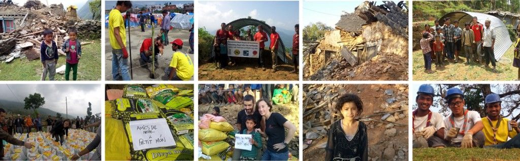 Algunas de las tareas de ayuda realizadas por Petit Món en colaboración con Amics de Nepal, ASL-Erec y los boyscouts nepalis